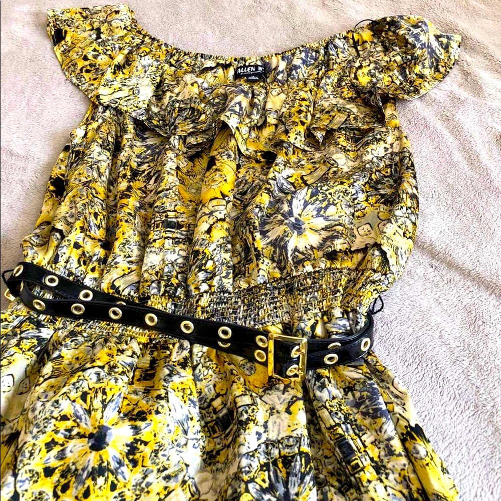 Yellow and black knee length dress Sz 14